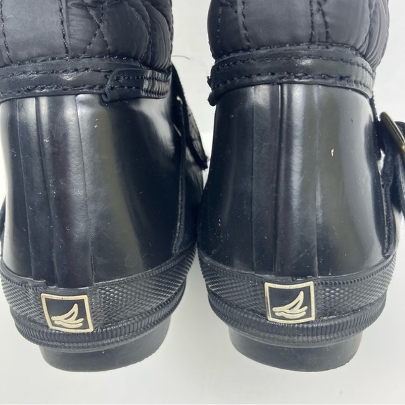 Sperry Top-Sider Hingham Black Tall Quilted Rubber Waterproof Rain Boots Sz 6 - Picture 12 of 16